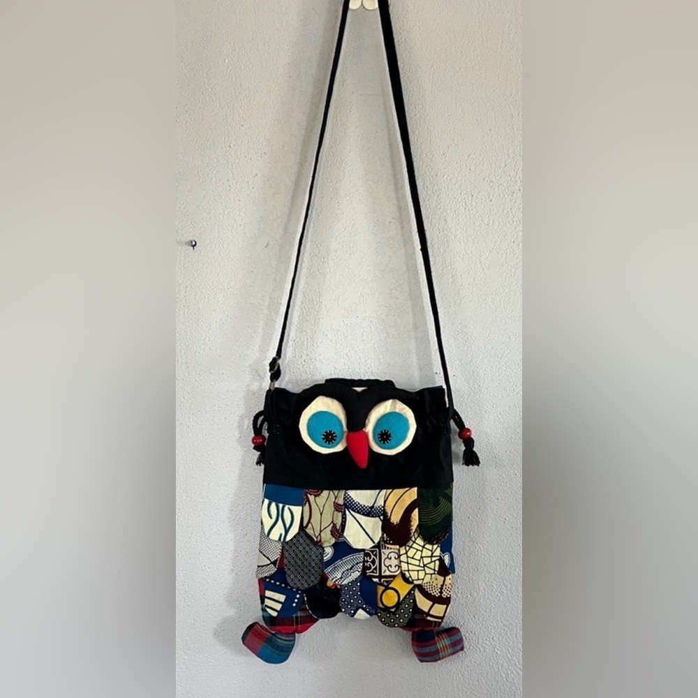 Far Mine Owl Crossbody Patch Work Bag Bright Fun Hippie Vibe